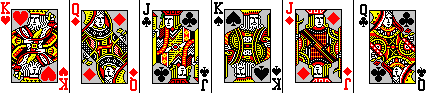 Sechs Spielkarten