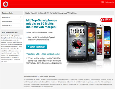 Screenshot Vodafone LTE Smartphones